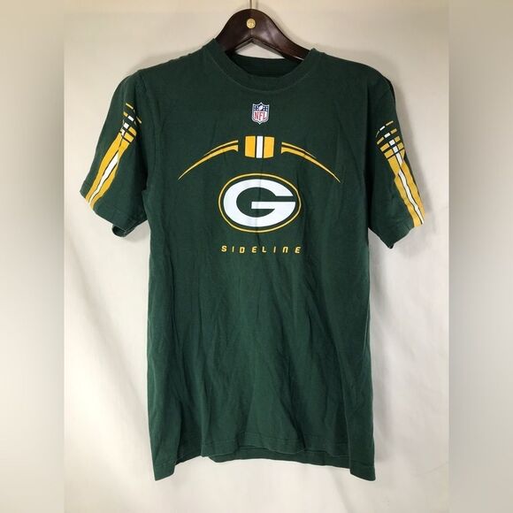 Green Bay Packers NFL Reebok Green Short Sleeve T-Shirt, Adult L - Picture 1 of 7